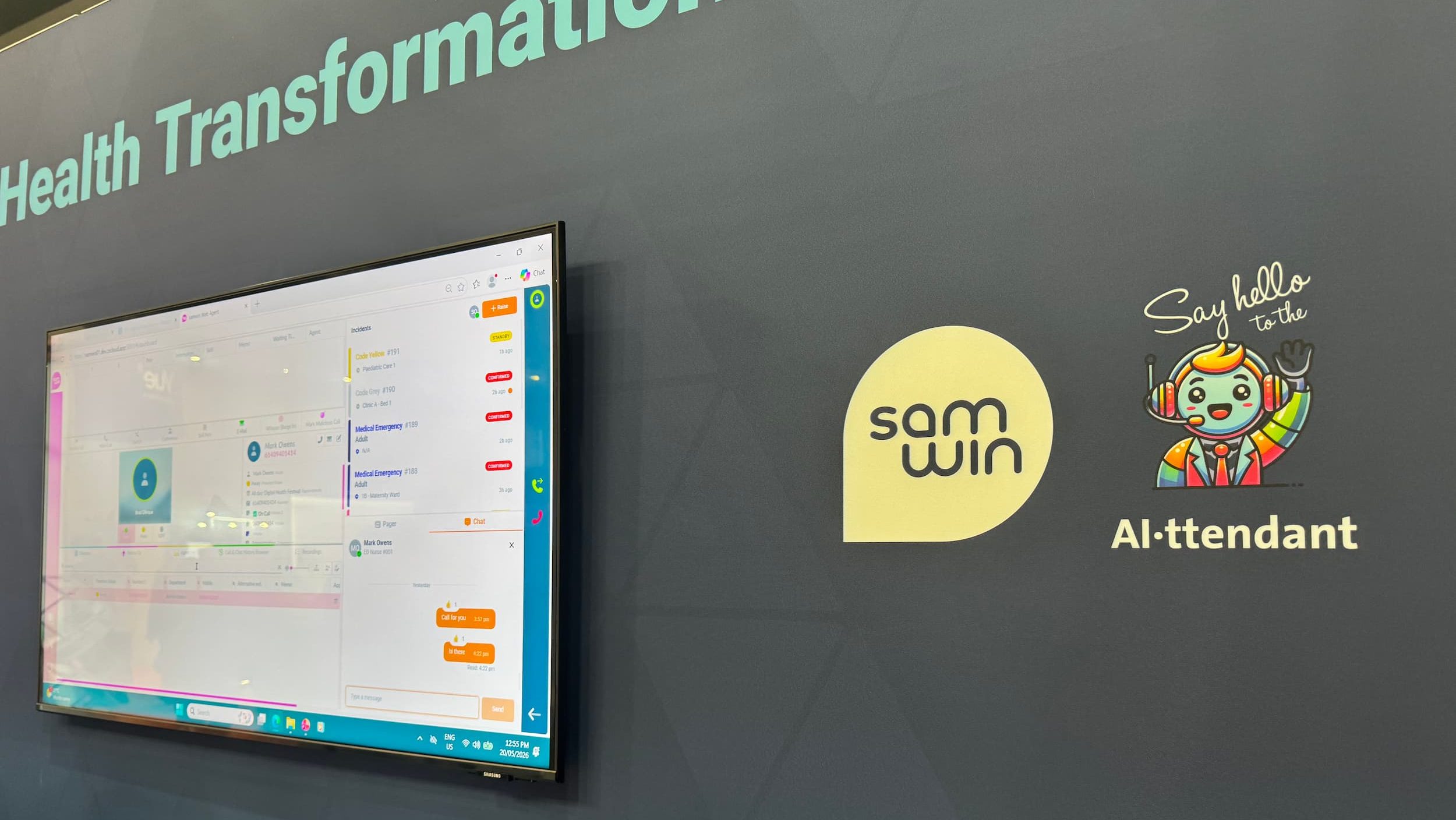 samwin AI-ttendant interface at DHF26 health booth